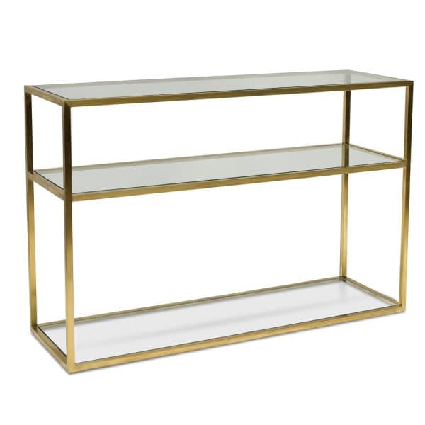 BEATRIX Gold Console with Glass Shelves - 1.2m - Image 3