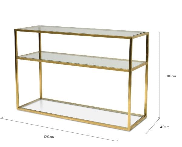 BEATRIX Gold Console with Glass Shelves - 1.2m - Image 7