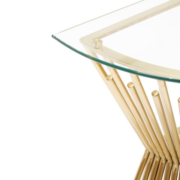 STARBURST Glass and Gold Half-moon Console Table - 87cm - Image 4