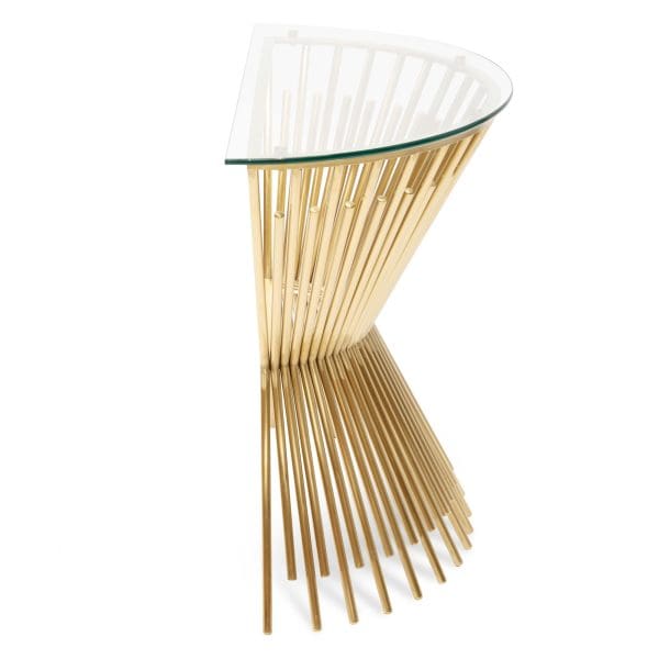 STARBURST Glass and Gold Half-moon Console Table - 87cm - Image 5