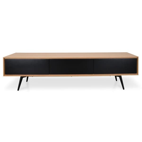AGNETA TV Unit with Black Matte Drawers - 1.8m Natural & Black - Image 2