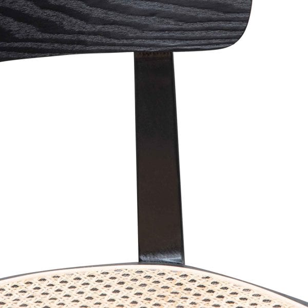 SYLV Rattan Dining Chair - Black with Natural Seat (Set of 2) - Image 6