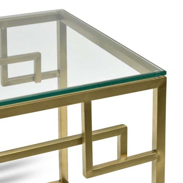 AMBROSE Glass Top Side Table with Gold Base - Image 5