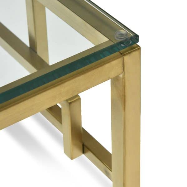AMBROSE Glass Top Side Table with Gold Base - Image 6