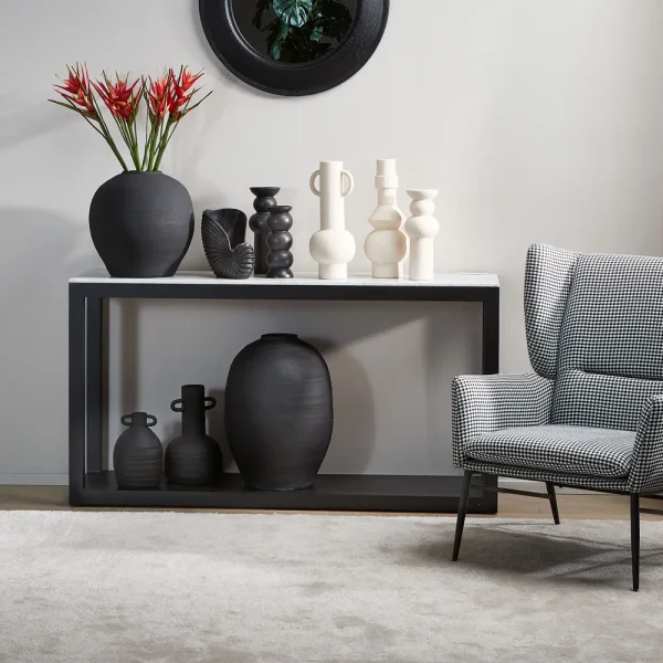 GRACE Oak and Marble Console - 1.5m Black - Image 3