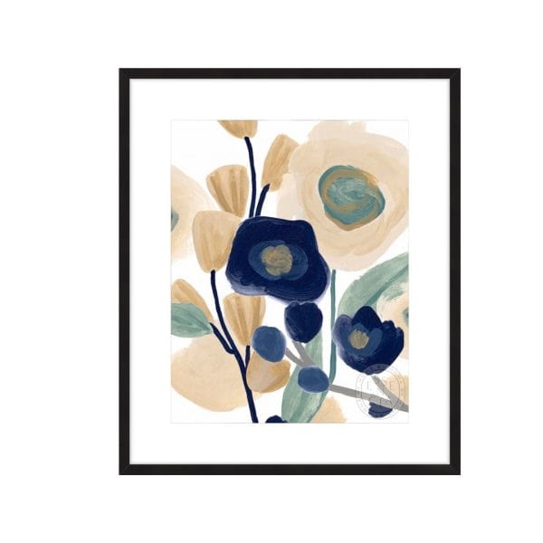 BLUE POPPY CASCADE I - Black Frame