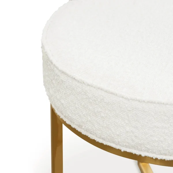 ELENA Brushed Gold Ottoman - 50cm Ivory White Boucle - Image 4