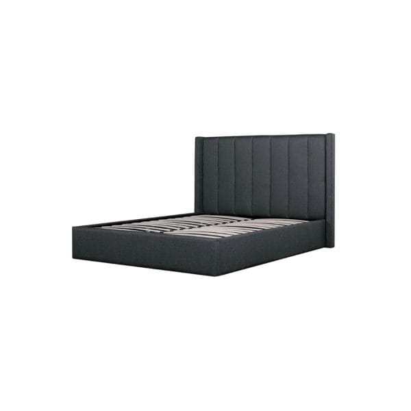 ASHTON Fabric Queen Bed - Charcoal Grey with Storage