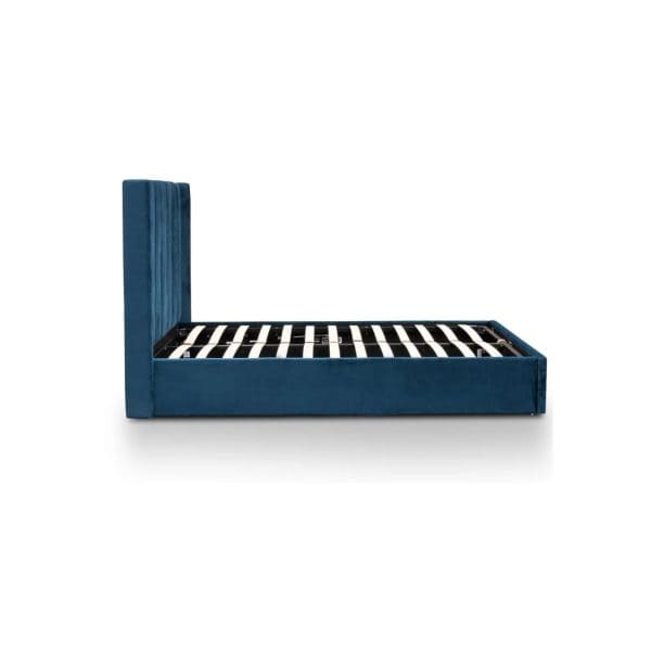 ASHTON Velvet Queen Bed - Teal Navy with Storage - Image 3