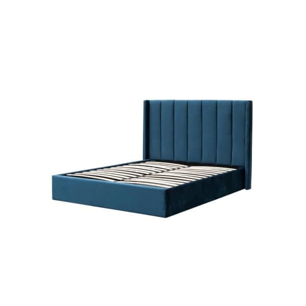 ASHTON Velvet Queen Bed - Teal Navy with Storage
