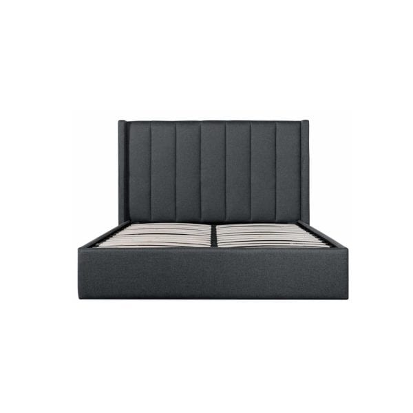 ASHTON Fabric Queen Bed - Charcoal Grey with Storage - Image 2
