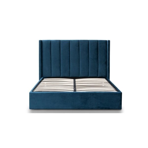 ASHTON Velvet Queen Bed - Teal Navy with Storage - Image 2
