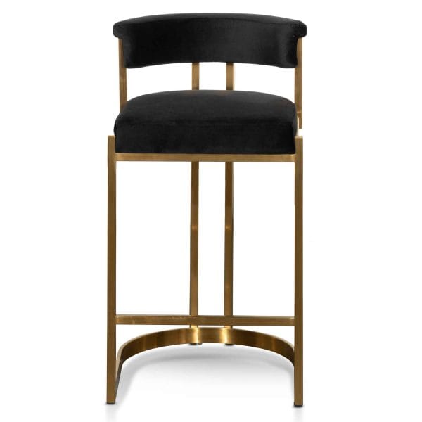 LEONARDO Black Velvet Bar Stool - Golden Base - Image 2