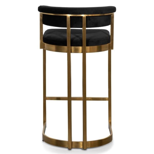 LEONARDO Black Velvet Bar Stool - Golden Base - Image 4