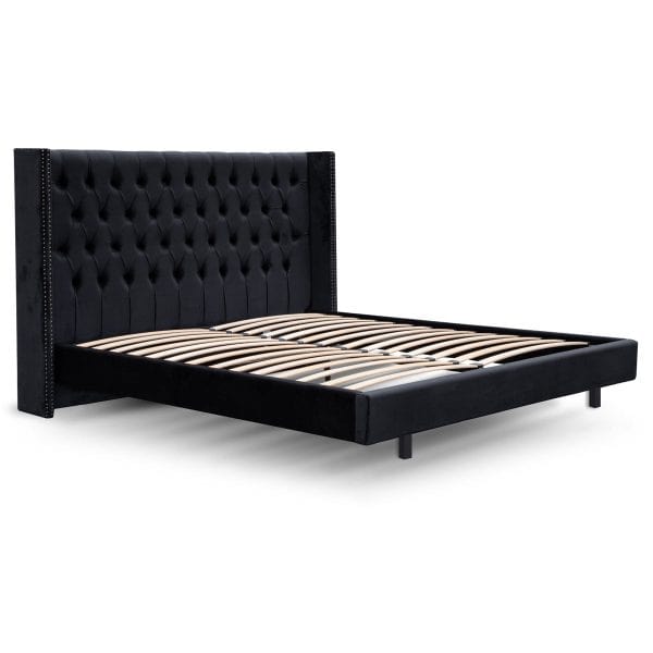 GERTRUD Queen Bed - Black Velvet - Image 5