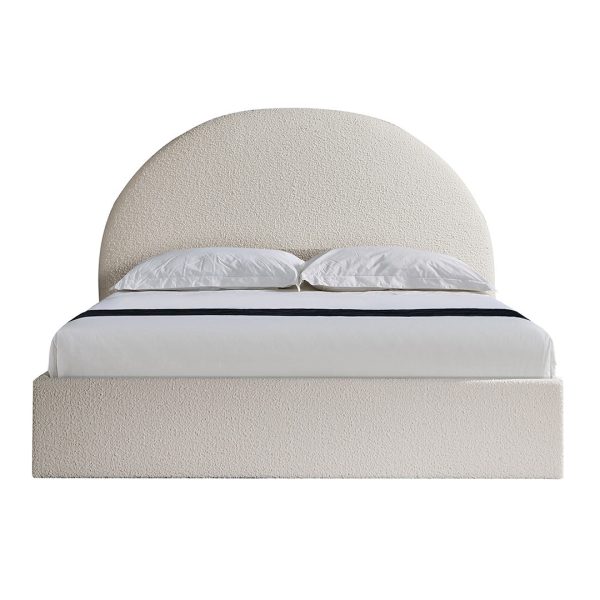 AINA Queen Bed - Ivory White Boucle with Storage - Image 2