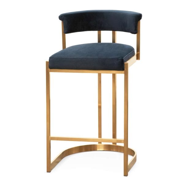 LEONARDO Indigo Velvet Bar Stool - Golden Base - Image 4