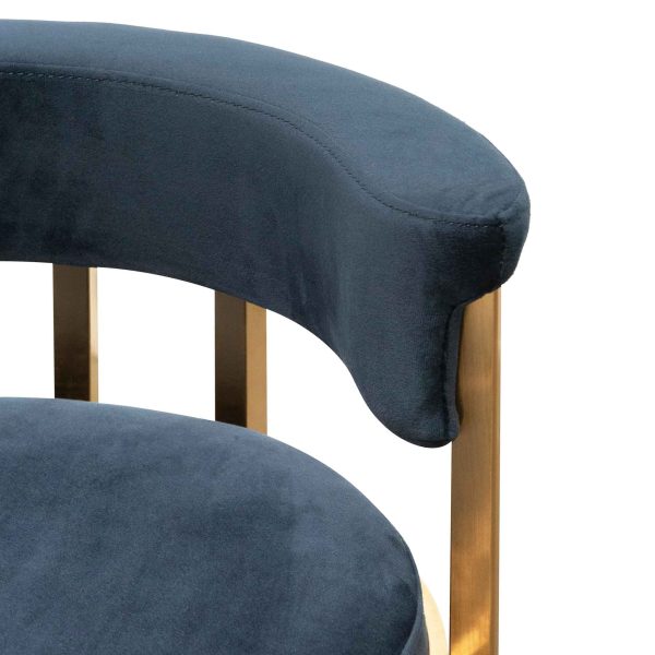 LEONARDO Indigo Velvet Bar Stool - Golden Base - Image 7