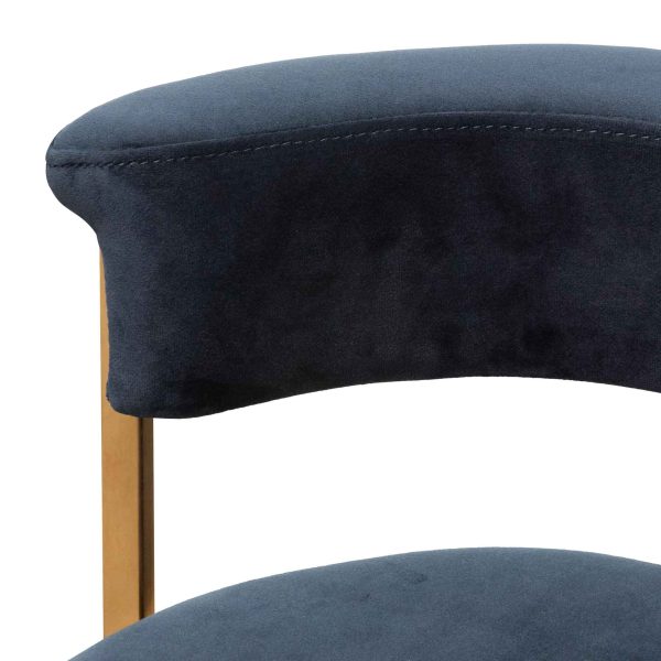 LEONARDO Indigo Velvet Bar Stool - Golden Base - Image 9