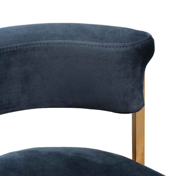 LEONARDO Indigo Velvet Bar Stool - Golden Base - Image 8