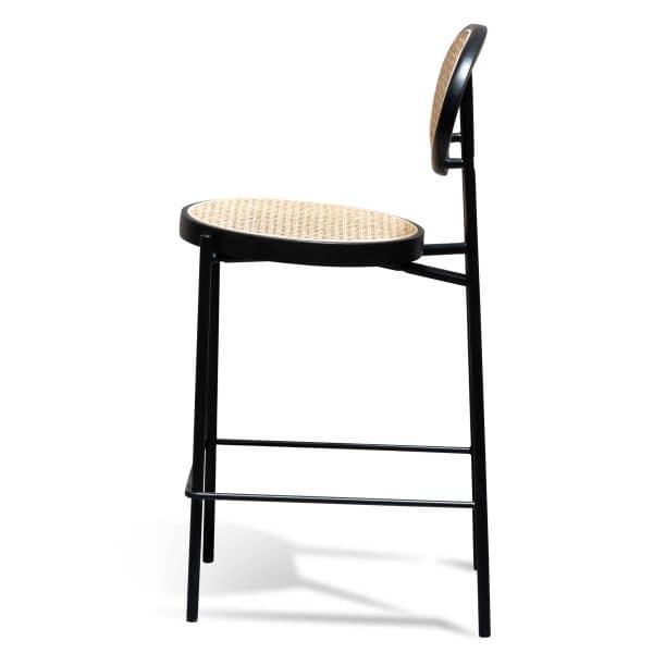 VALENTINE Rattan Bar Stool - 65cm Natural & Black (Set of 2) - Image 3