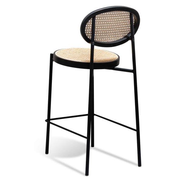 VALENTINE Rattan Bar Stool - 65cm Natural & Black (Set of 2) - Image 4