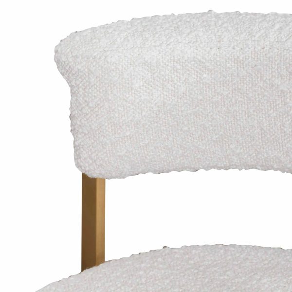 LEONARDO Ivory White Boucle Bar Stool - Golden Base - Image 10