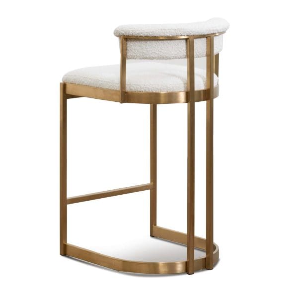 LEONARDO Ivory White Boucle Bar Stool - Golden Base - Image 6