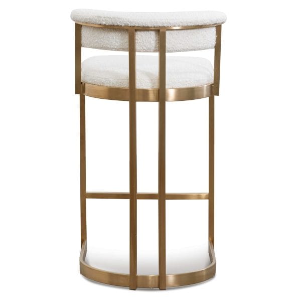 LEONARDO Ivory White Boucle Bar Stool - Golden Base - Image 7