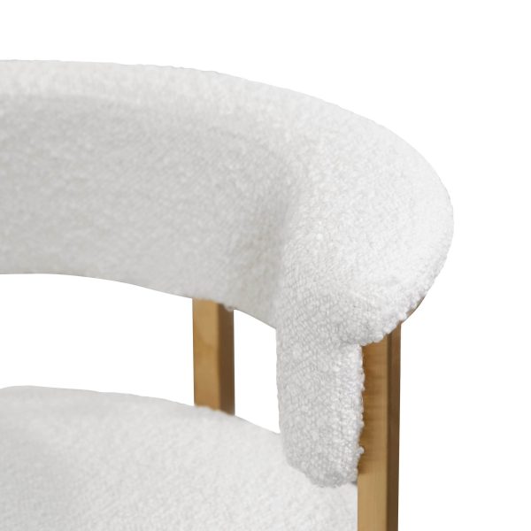 LEONARDO Ivory White Boucle Bar Stool - Golden Base - Image 8