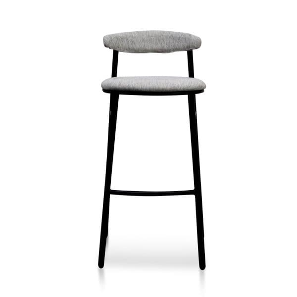 BENICIO Fabric Bar Stool - 65cm Silver Grey & Black Legs (Set of 2) - Image 2