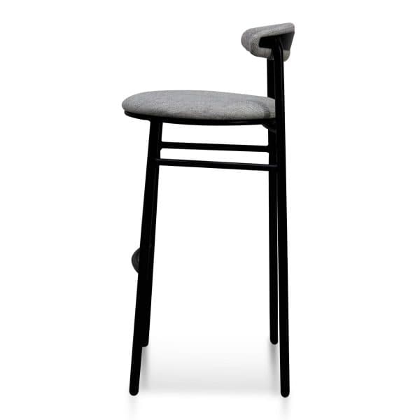 BENICIO Fabric Bar Stool - 65cm Silver Grey & Black Legs (Set of 2) - Image 3