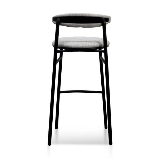 BENICIO Fabric Bar Stool - 65cm Silver Grey & Black Legs (Set of 2) - Image 4