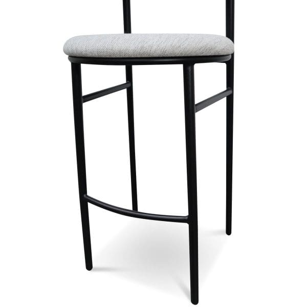 BENICIO Fabric Bar Stool - 65cm Silver Grey & Black Legs (Set of 2) - Image 5