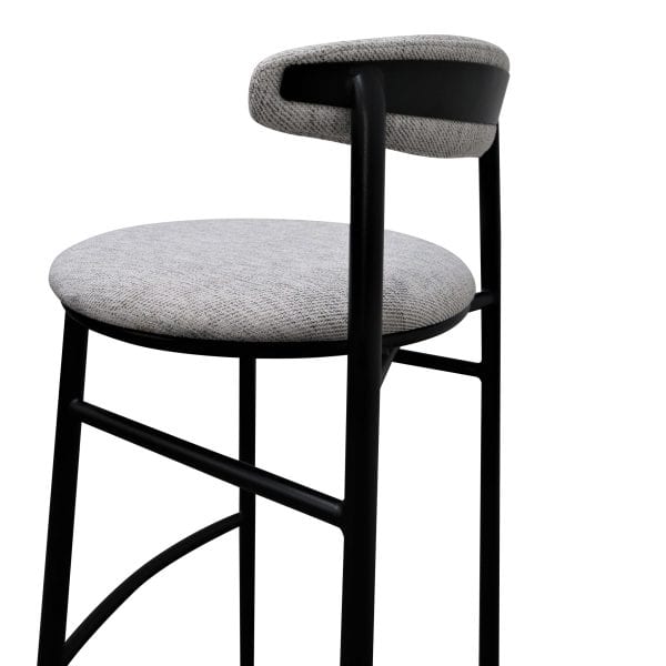 BENICIO Fabric Bar Stool - 65cm Silver Grey & Black Legs (Set of 2) - Image 6