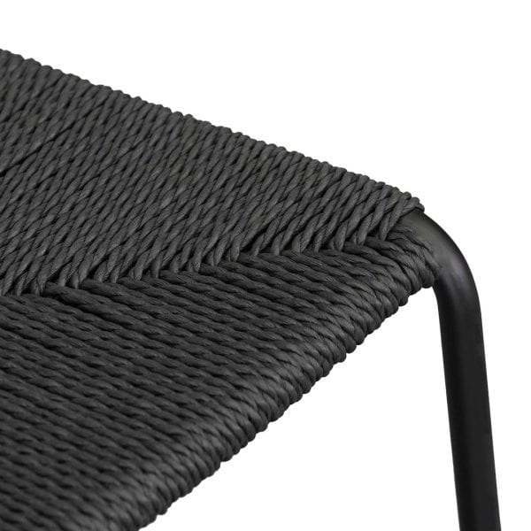EMILIE Rattan Bar Stool - 65cm Black (Set of 2) - Image 4