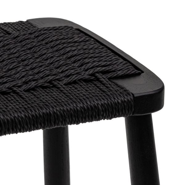 INGER Rattan Bar Stool - 65cm  Black - Image 4