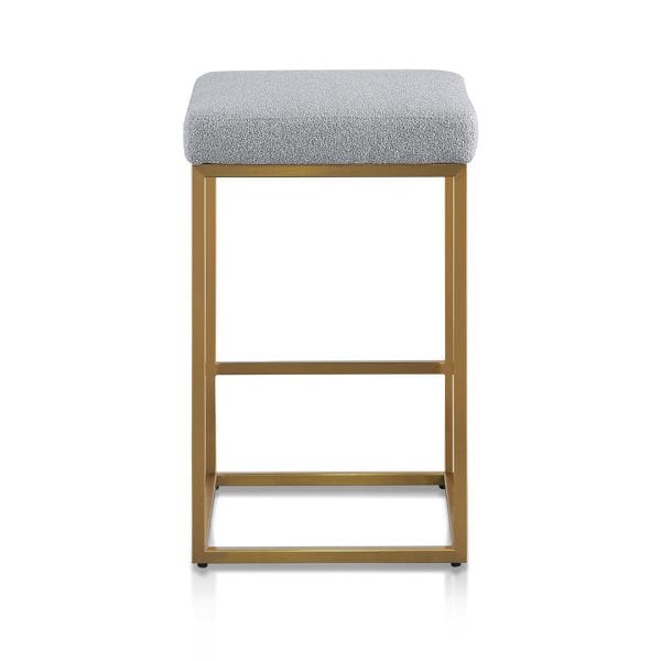 MARGOT Pepper Boucle Bar Stool - Brushed Gold Base - Image 5