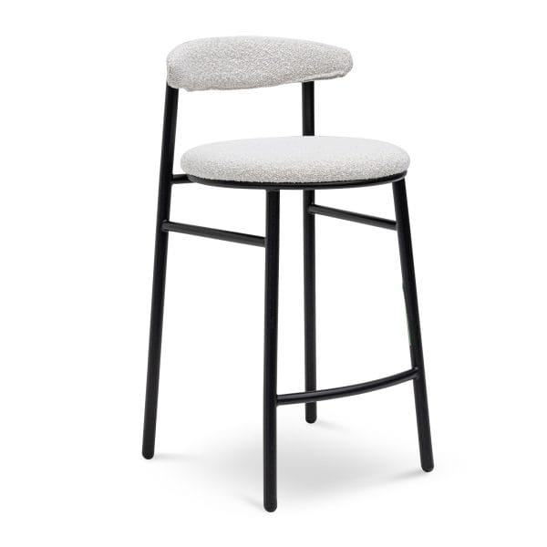 VICTORIA Bar Stool - 65cm Moon White Boucle & Black Legs (Set of 2) - Image 3