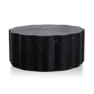 TULIP Round Coffee Table - 1m Recycled Wood Black