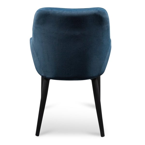 IGNACIO Dining Chair - Navy Blue Velvet with Black Legs (Set of 2) - Image 4