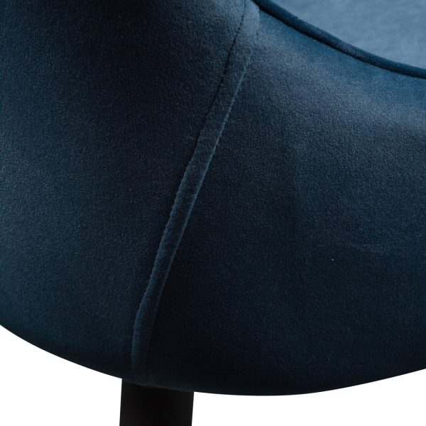 IGNACIO Dining Chair - Navy Blue Velvet with Black Legs (Set of 2) - Image 8