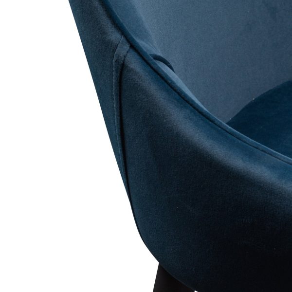IGNACIO Dining Chair - Navy Blue Velvet with Black Legs (Set of 2) - Image 9