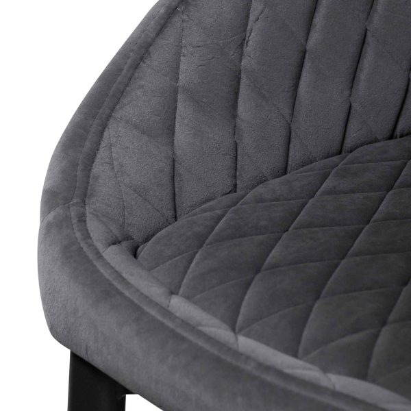 MAXIMO Dining Chair - Grey Velvet with Black Legs (Set of 2) - Image 8