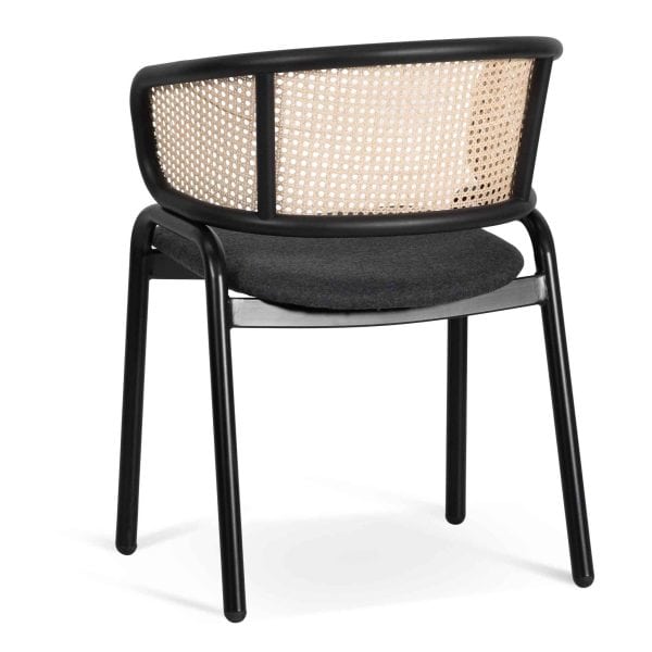 JUANA Dining Chair - Grey with Rattan Back (Set of 2) - Image 5
