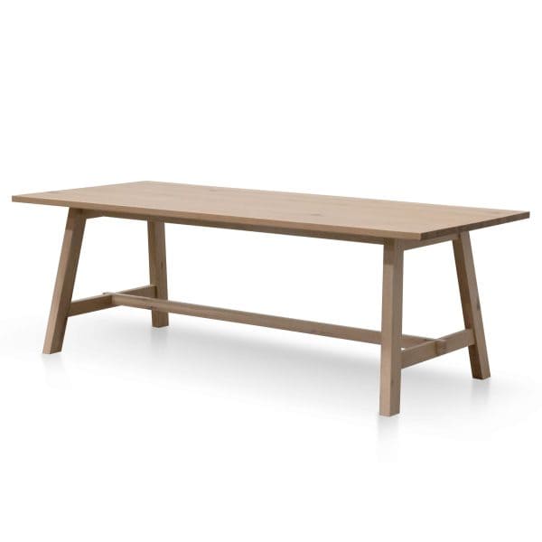 LEON Wooden Dining Table - 2.2m Washed Natural - Image 3