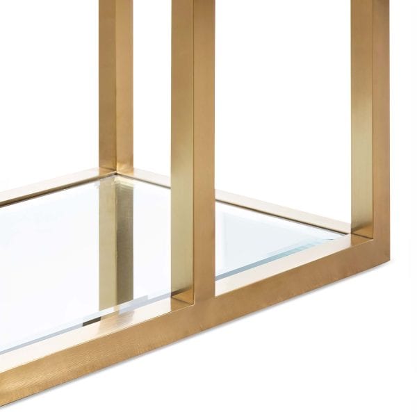 ALMA Glass Console Table - 1.6m Brushed Gold - Image 6