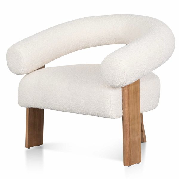 MARTINA  Boucle Arm Chair - Ivory White