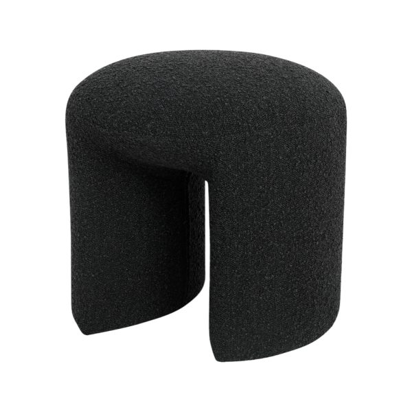 GLORIA Round Ottoman - Charcoal Boucle