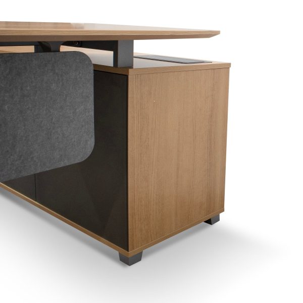 HAILEE Left Return Grey Office Desk - 2.2m Natural Top - Image 4